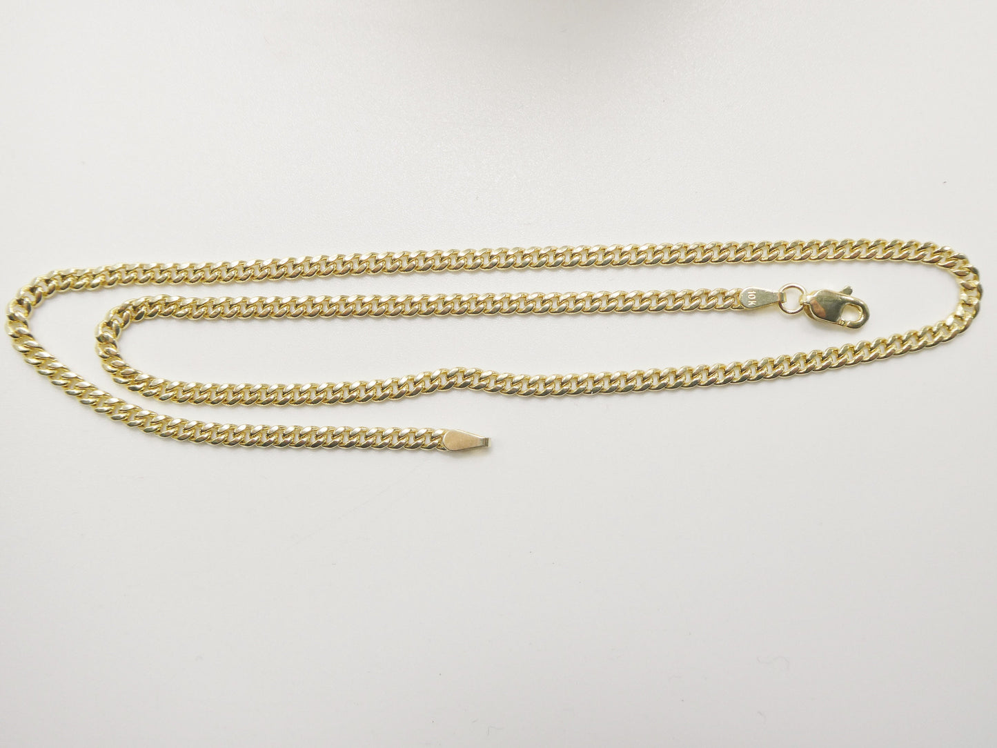 real 10k solid yellow gold 3mm curb link chain necklace