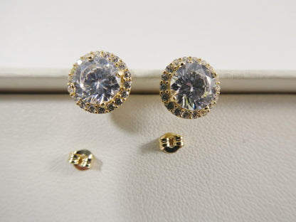 Real 10k Solid Yellow Gold Push Post Circle Stud Earrings