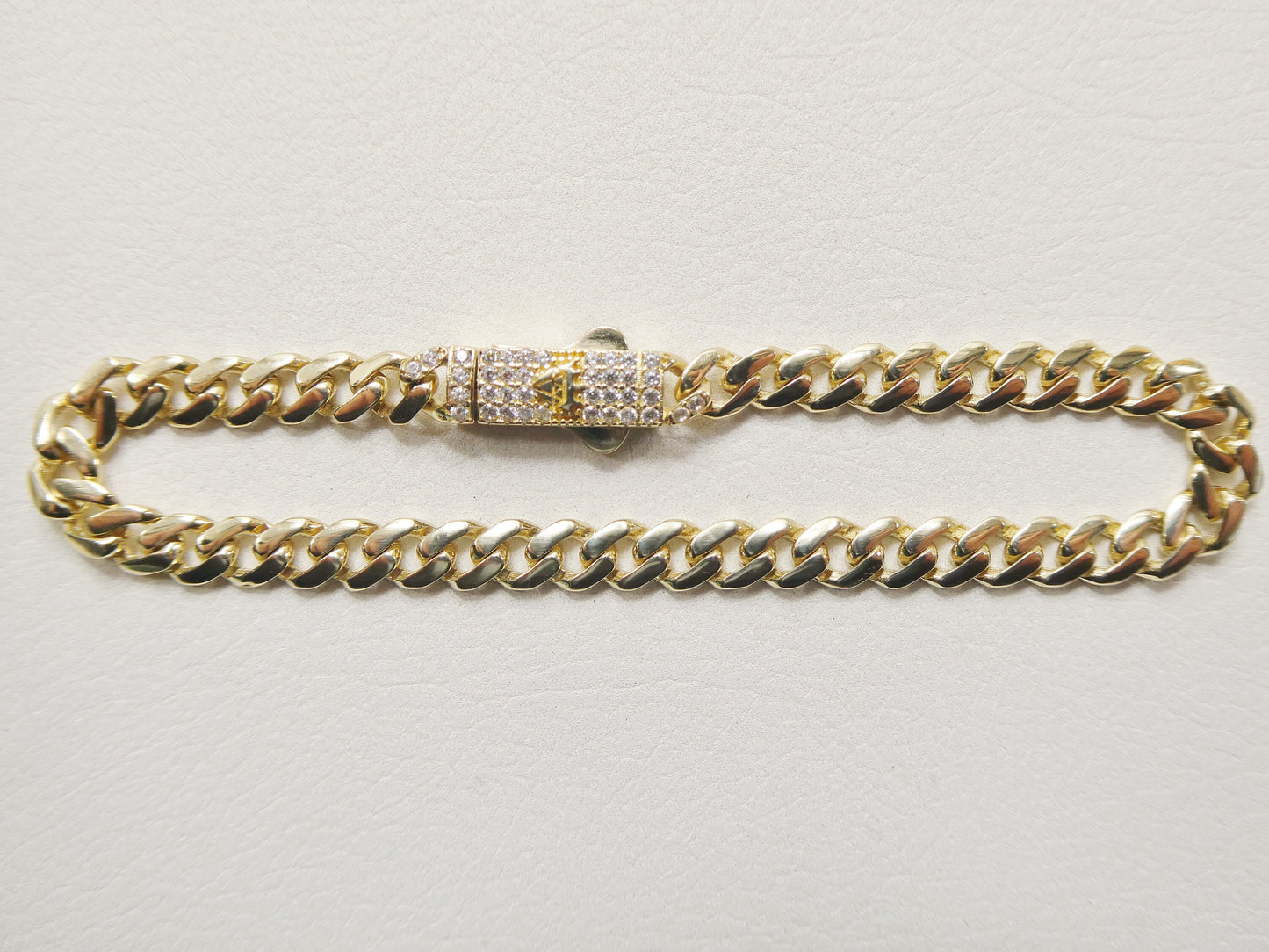 6.5 inch real 10k solid yellow gold 5mm/ 7mm Monaco bracelet