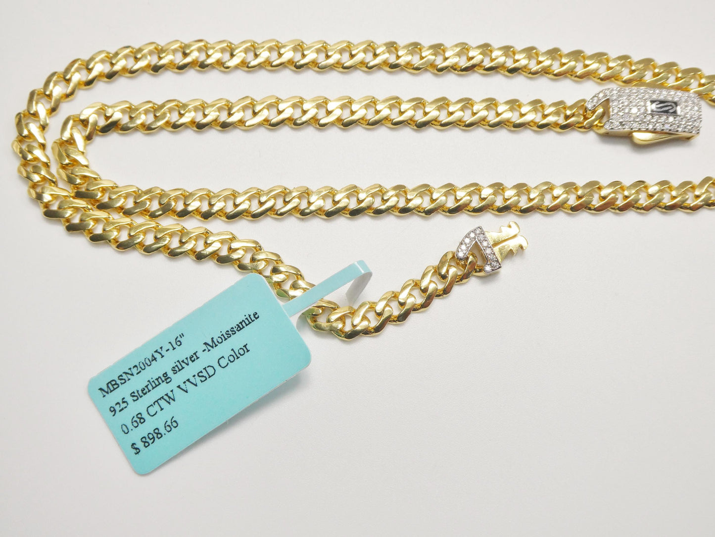 5mm Monaco link chain necklace bracelet moissanite real 925 sterling silver