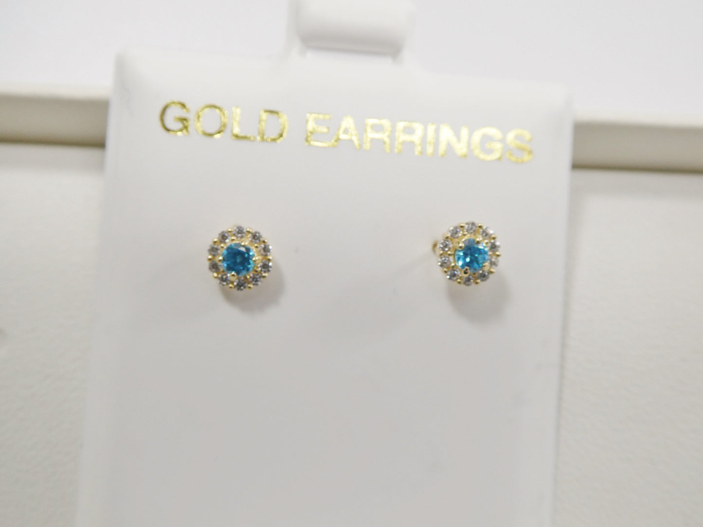 10k real solid yellow gold screw back children birth stone earrings round shape