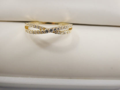 Real 14k Solid Yellow Gold Women's Classic Micro Pave Setting Pinky Ring
