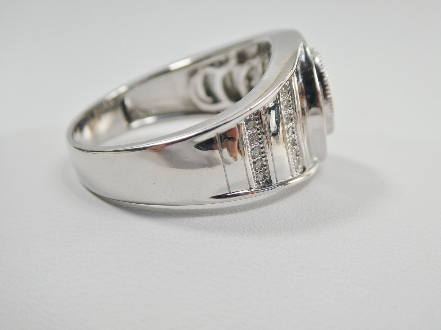 real solid 925 sterling silver men ring rhodium plating finish