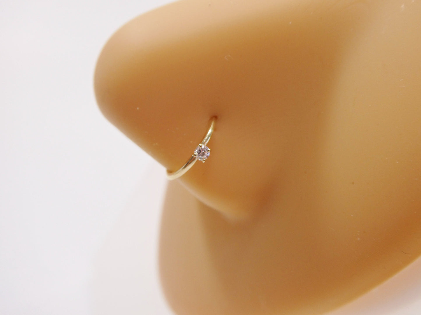 14k real solid yellow gold cartilage nose ring body ring piercing