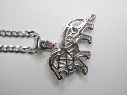 Real 925 Sterling Silver Full Stone Setting Small Lion Chain and Pendent