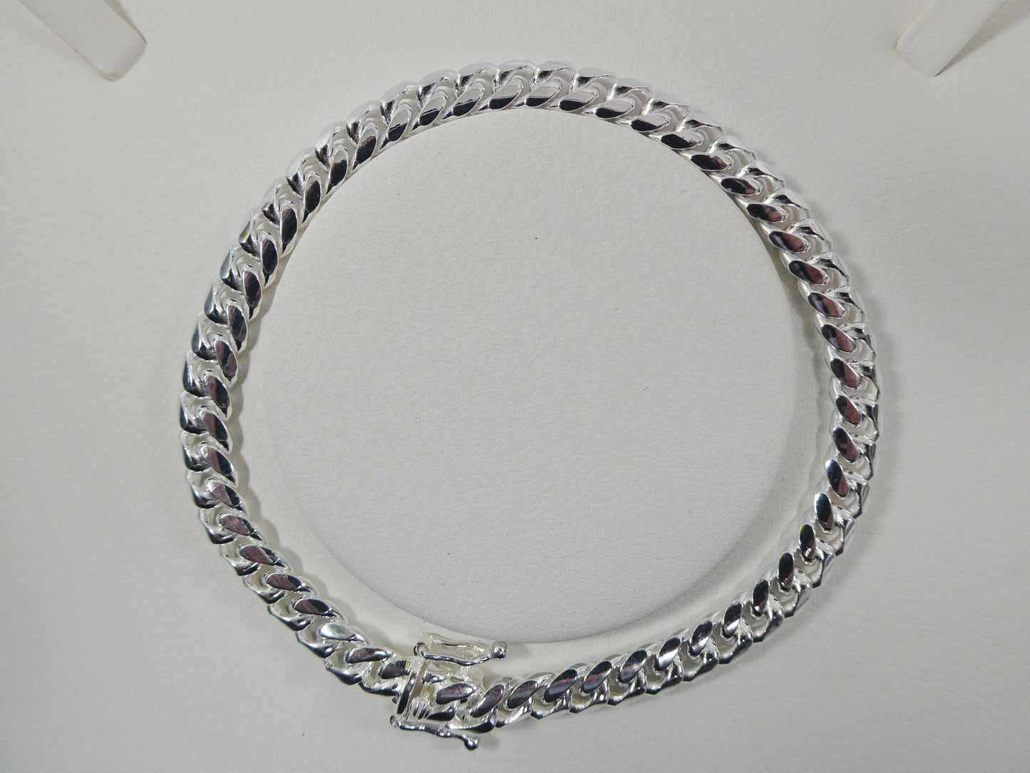 6mm real Miami link solid 925 sterling silver men bracelet safety box lock