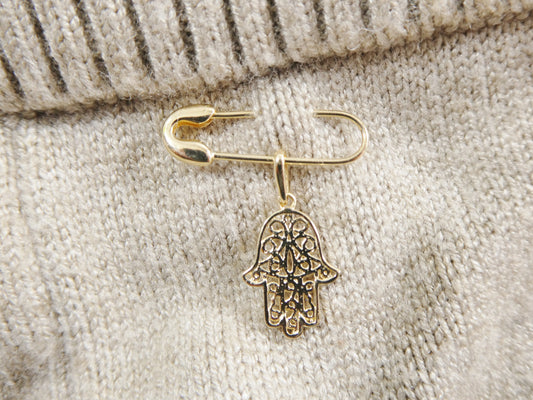 14k real solid yellow gold baby evil eye newborn pin brooch