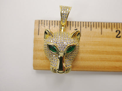Real 925 Sterling Silver Full Stone Setting Leopard Designs Pendent