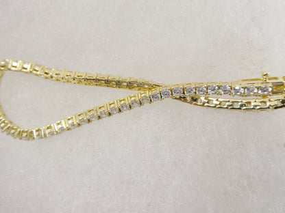 Real 925 Sterling Silver 2.5MM 6.5 INCH Tennis Bracelet 14k Yellow Gold Finish