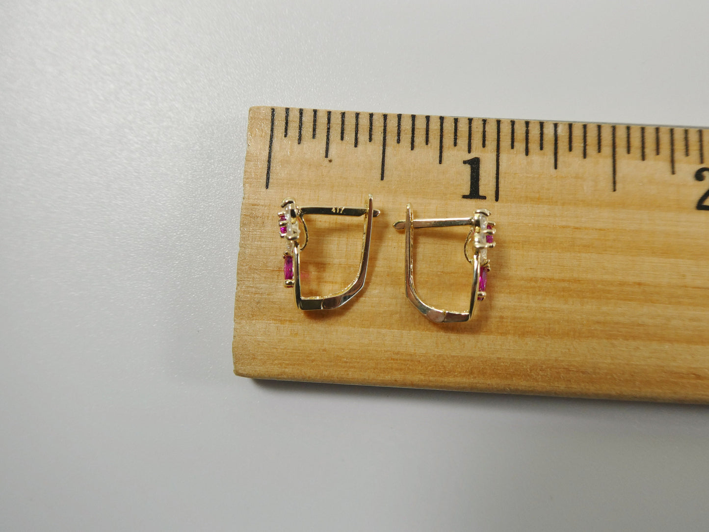 real 10k solid yellow gold birthstone color flower French back earrings