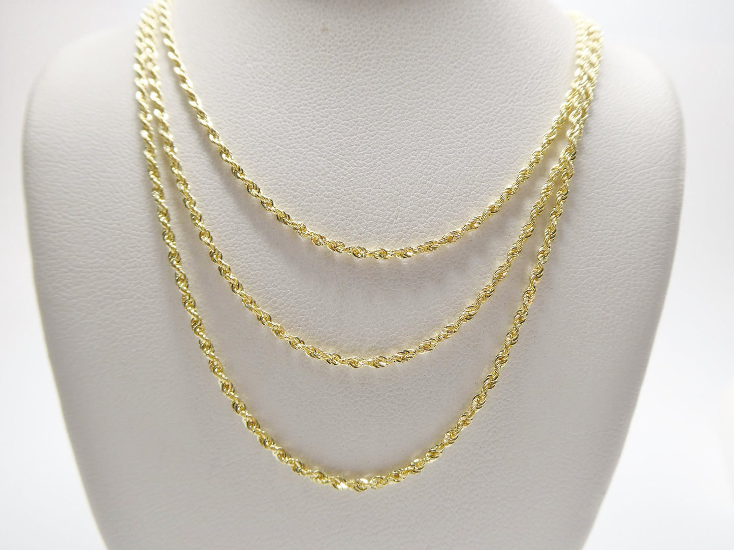real 14k solid yellow gold rope chain women men necklace