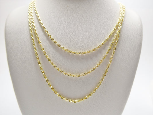 real 14k solid yellow gold rope chain women men necklace