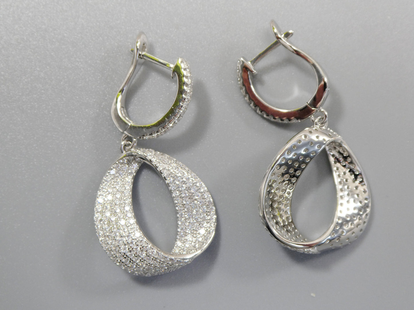 real 925 sterling silver micro pave setting 14k white gold color finish drop earrings