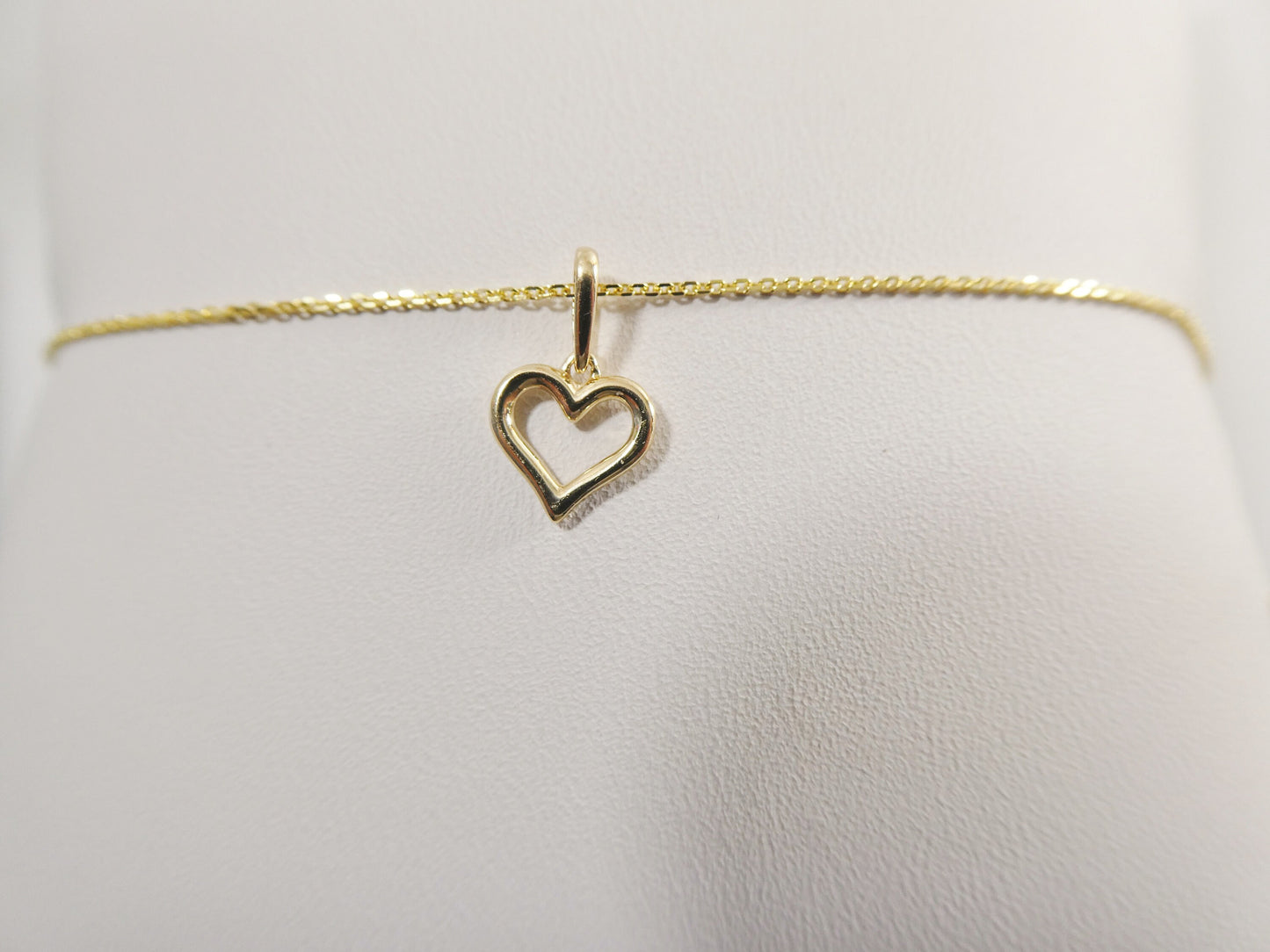 14k real solid yellow gold small heart pendent and cable necklace