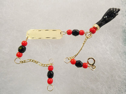 Real 10k Solid Yellow Gold 5 inch Azabache Boy Girl Baby Bracelet