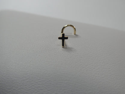 14k Real Solid Yellow Gold High Polish Twist Cross Nose Ring