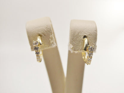 Real 10k Solid Yellow Gold Designer Hoop Huggie Earrings