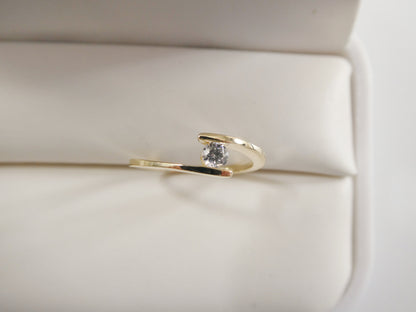 Real 14k Solid Yellow Gold Women's Classic Micro Pave Setting Pinky Ring