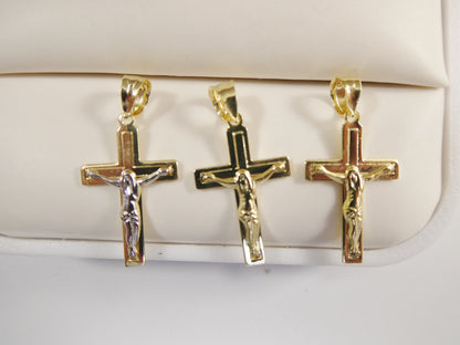 14k Real Solid Yellow Gold Small Cross Crucifix Pendent