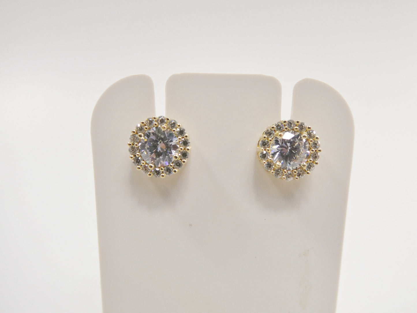 real 10k solid yellow gold circle push post stud earrings