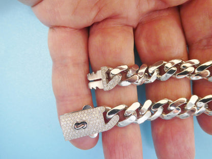 9mm Monaco Link Chain Necklace Vracelet Moissanite Real 925 Sterling Silver