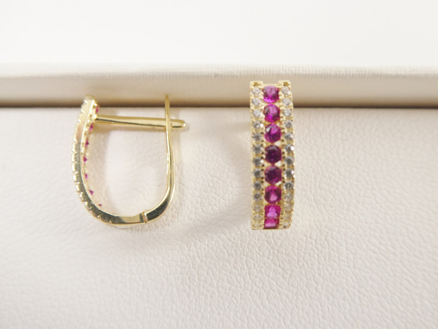 real 10k solid yellow gold channel set birthstone french hoop earrings