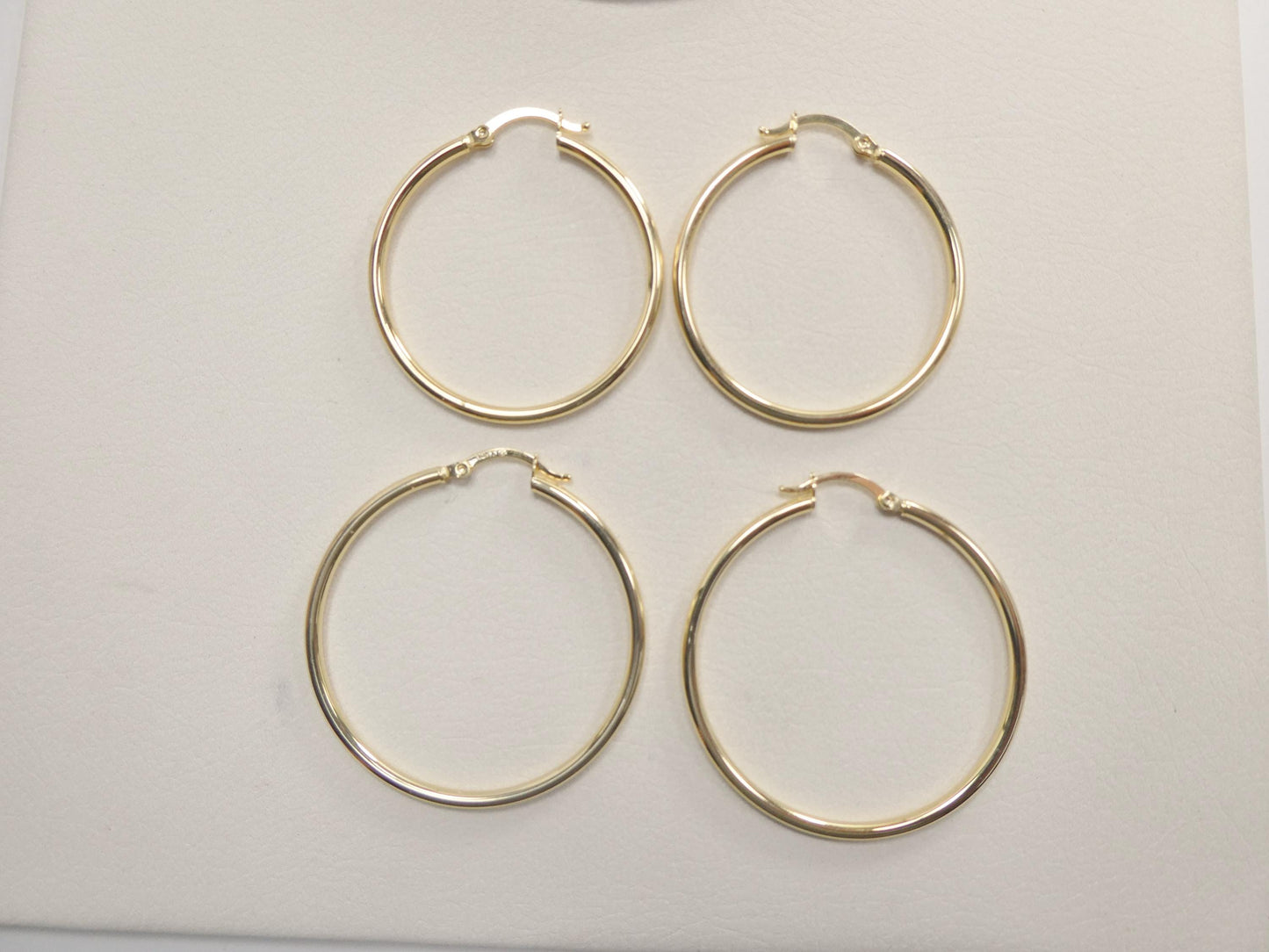 real 10k solid yellow gold plain high polish 34/ 40mm hoop huggie earrings