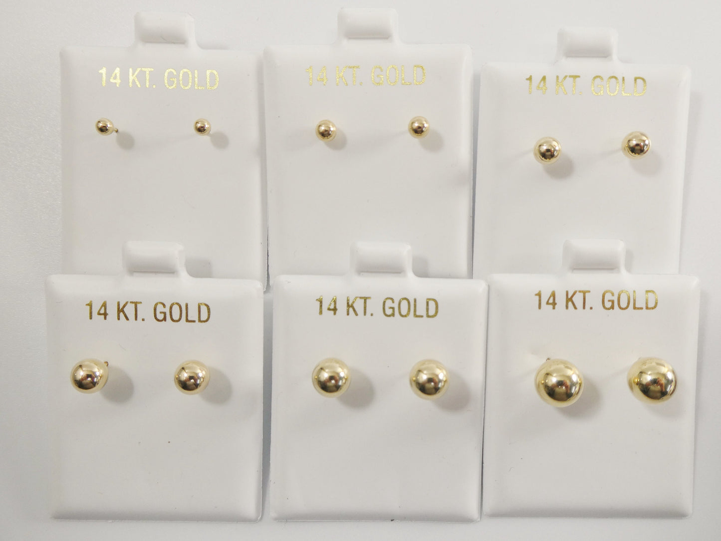 14k solid yellow gold high polish screw post ball earrings