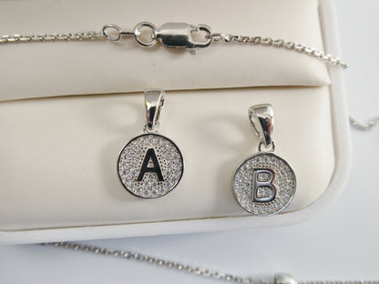 Real 925 Sterling Silver Initial Pendent With 16 Inch Cable Chain