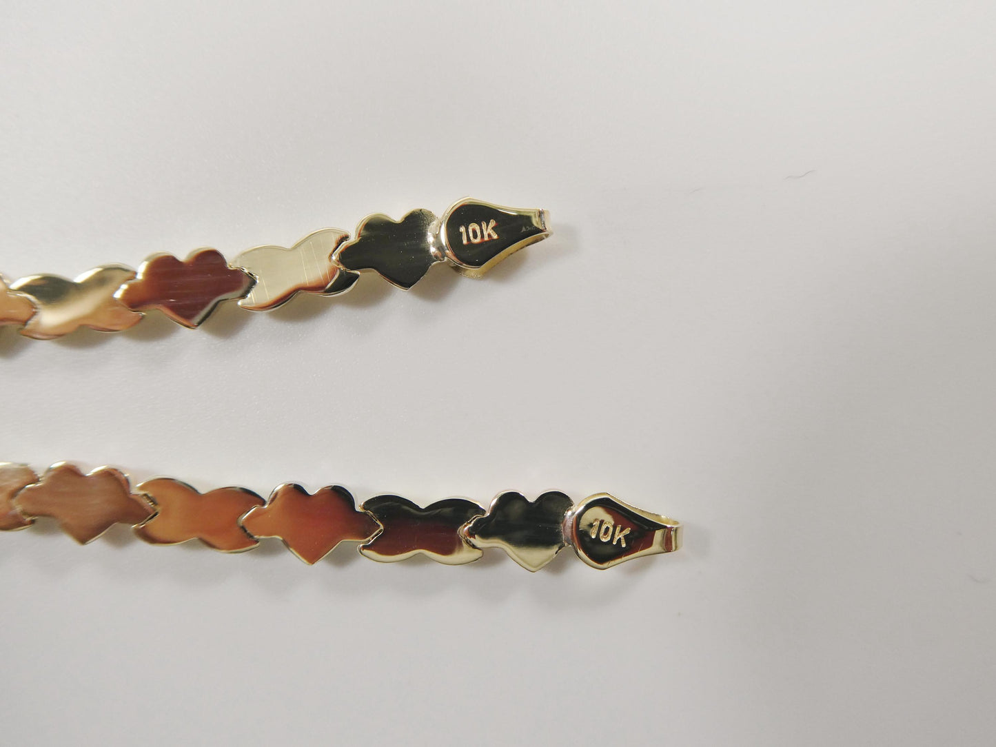 real 10k solid yellow gold 6 /7 inch children/women xo heart bracelet