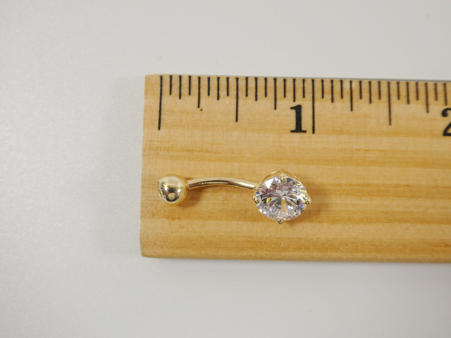 14k real solid yellow gold 8mm stone dangling belly button ring piercing