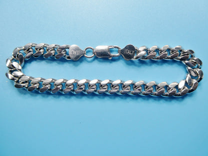 Real 925 Sterling Silver 8mm Solid Link Bracelet