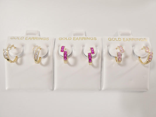 real 10k solid yellow gold color hoop huggie earring