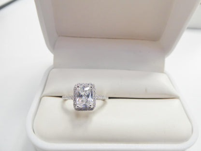 Real 925 Sterling Silver Solitaire Engagement Ladies Ring