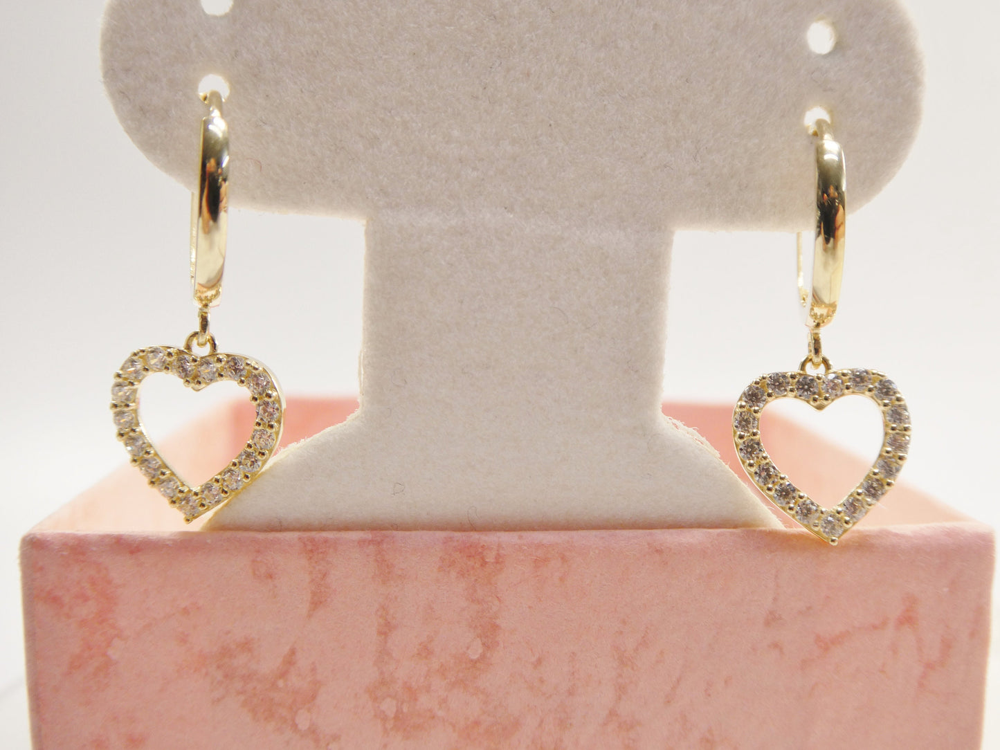 real 10k solid yellow gold dangle heart micro fave setting plain hoop huggie earrings