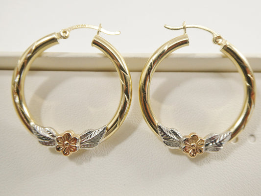14K real solid yellow gold 3mm /30mm round hoop earring snap closure diamond cut finish