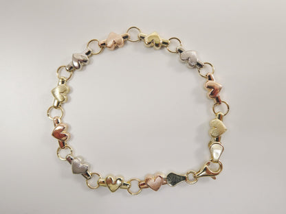 Real 10k Solid Yellow Gold 6 Inch Children/Women XO Heart Bracelet