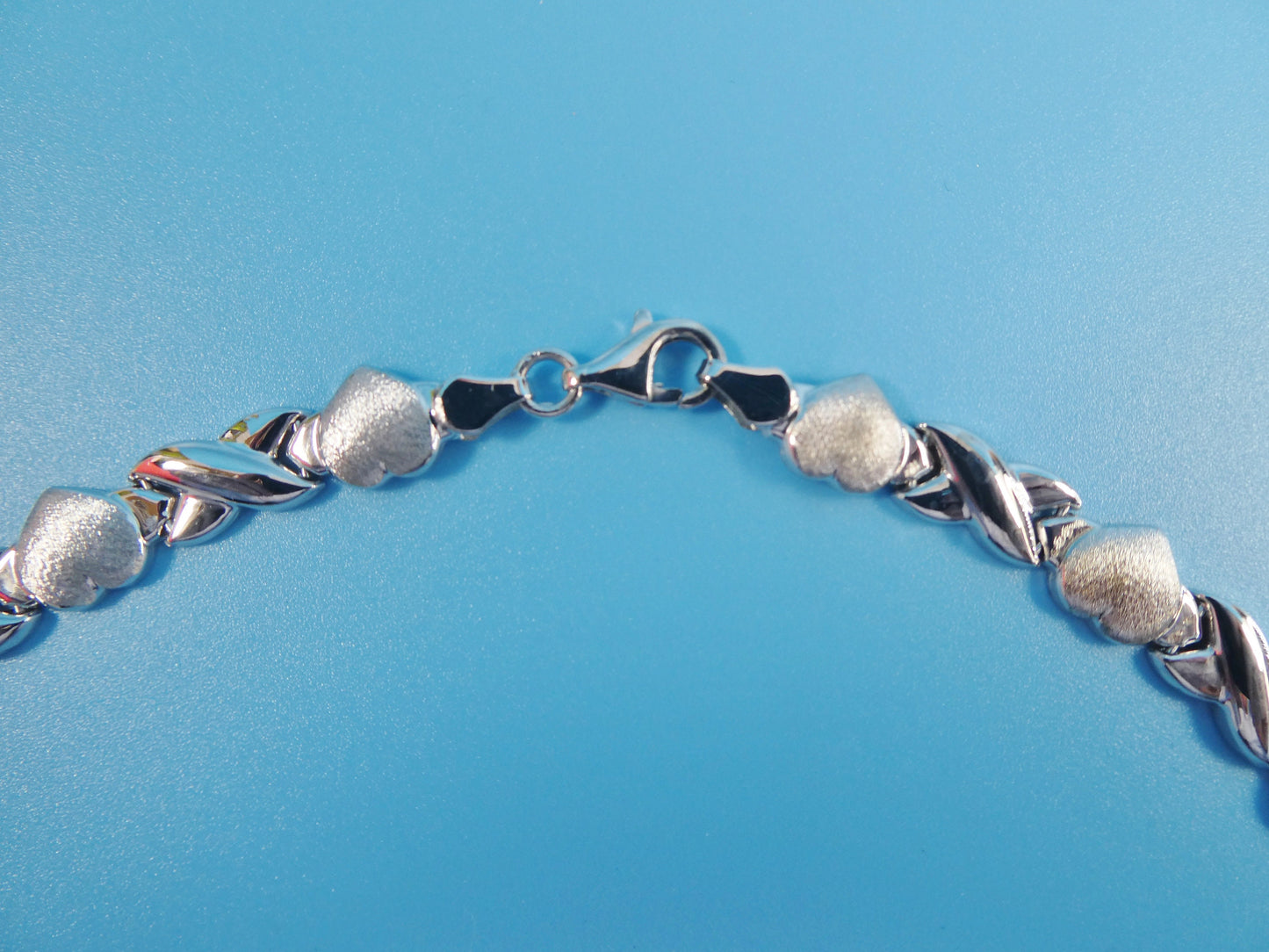 14k white gold color tone necklace xox heart satin finish over real 925 sterling silver