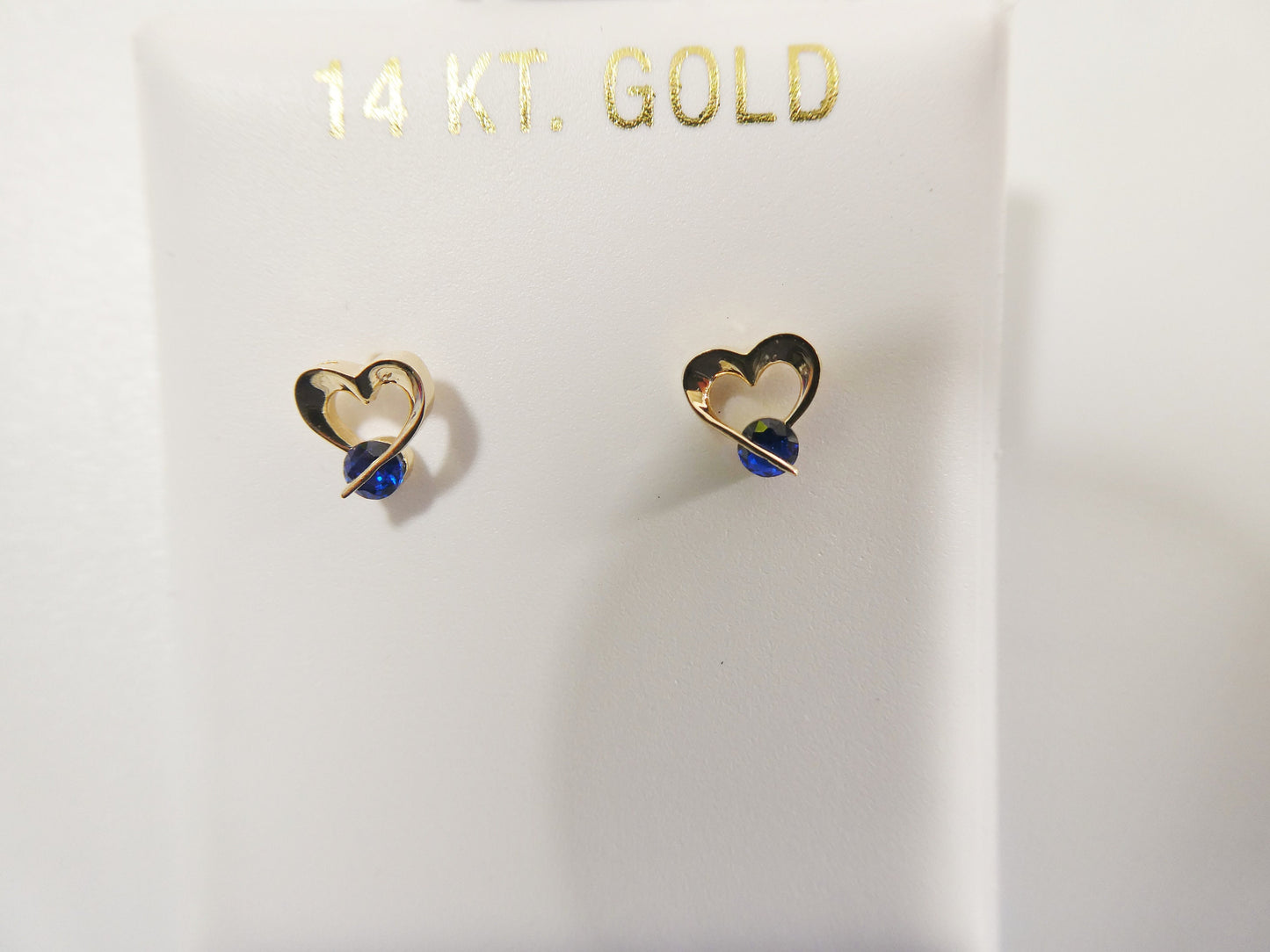 14k real solid yellow gold screw back children earrings birth stone heart shape