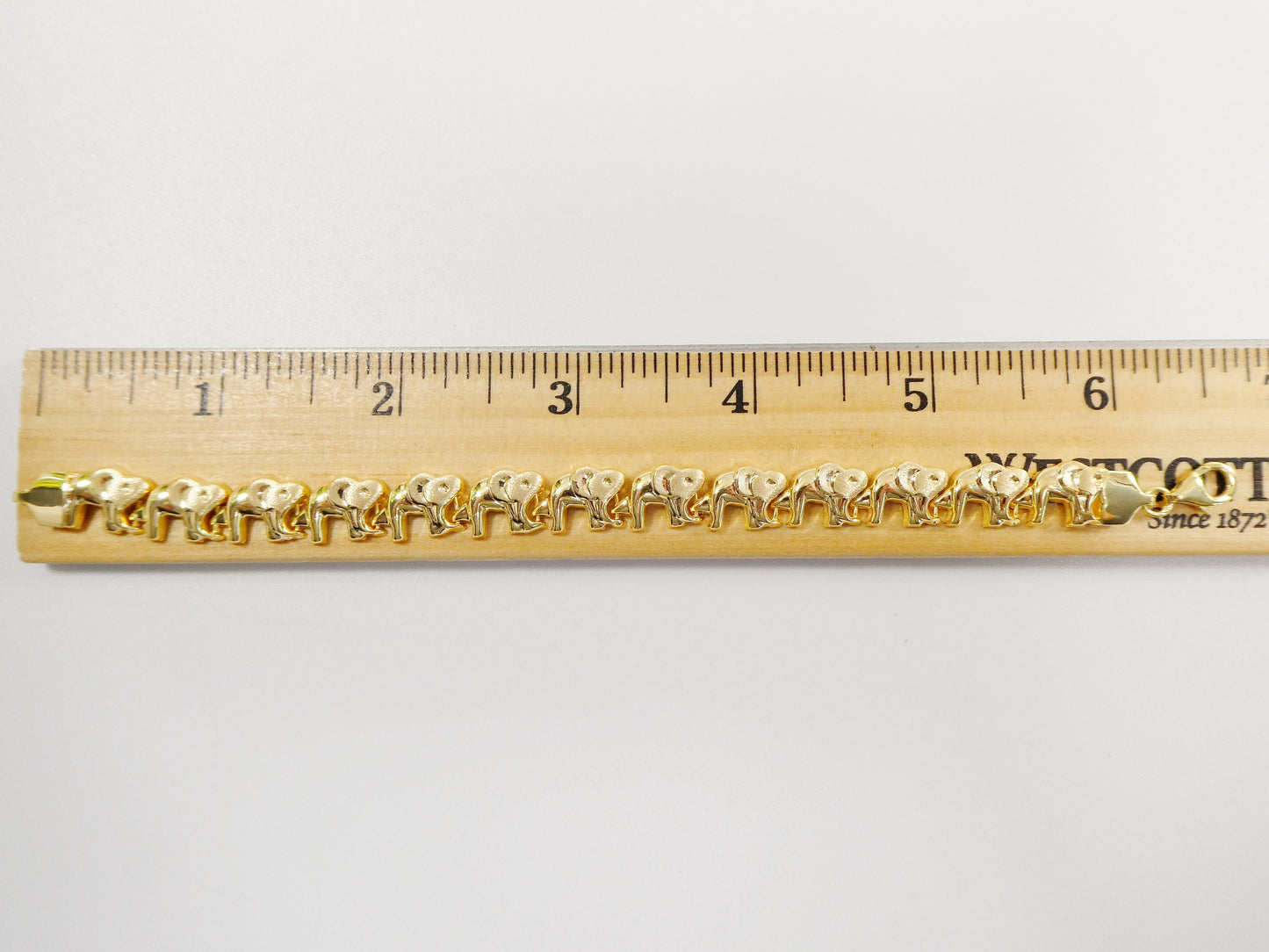 Sterling Silver Elephant Bracelet: 14k Gold Finish, Yellow Tone