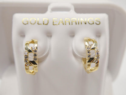 Real 10k Solid Yellow Gold CZ Earring/Cartilage Daith Hoop Huggie Earring