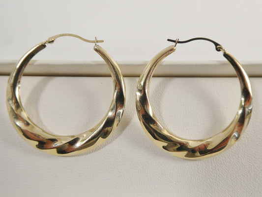 10k real solid yellow gold 32MM classic design hoop earrings