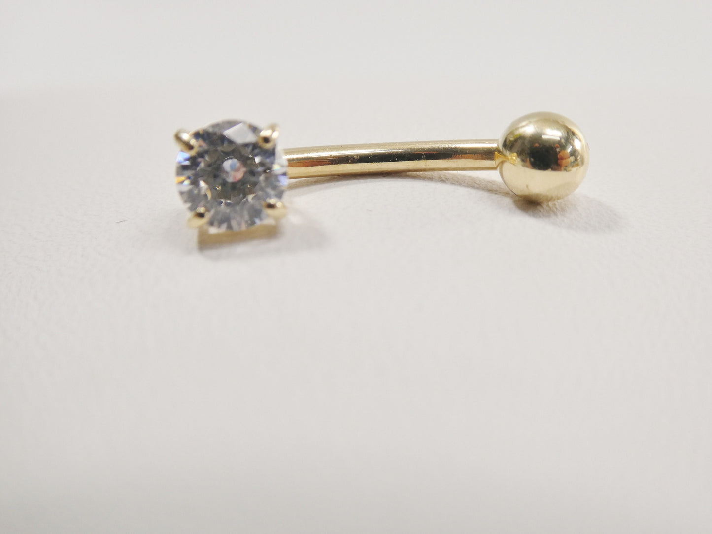 14k real solid yellow gold 5mm stone basket setting belly button ring piercing