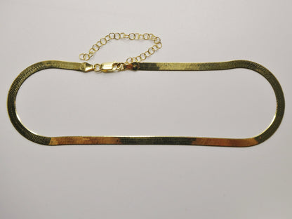 Real 4.5mm 925 Sterling Silver Herringbone Necklace/Choker 14k Yellow Gold Finish