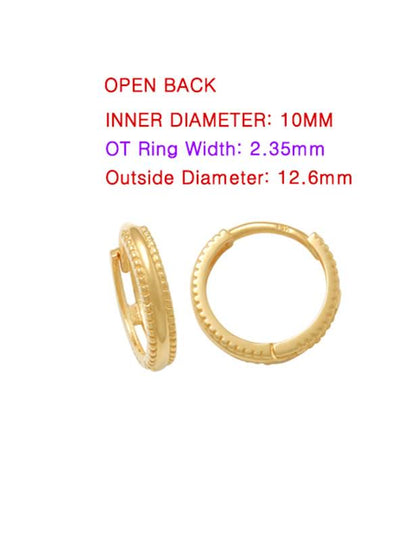 Real 10k Solid Yellow Gold Designer Hoop Huggie Earrings