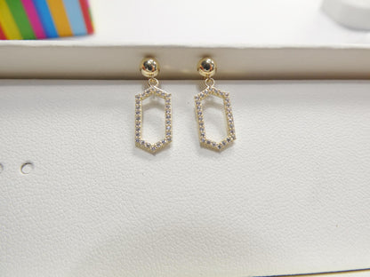 Real 10k Solid Yellow Gold Design Paperclip Push Post Earrings