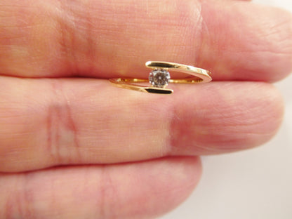 Real 14k Solid Yellow Gold Women's Classic Micro Pave Setting Pinky Ring