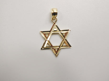 14k Real Solid Yellow Gold Star David Pendent and Robe Necklace