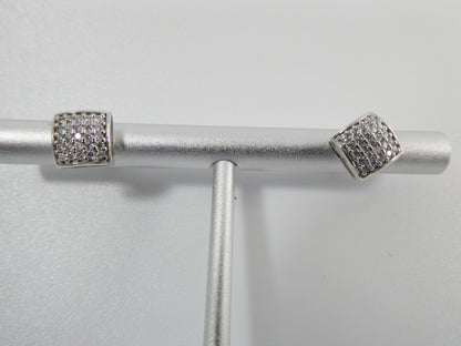 Real 10k Solid Yellow Gold Puff Square Push Post Stud Earrings