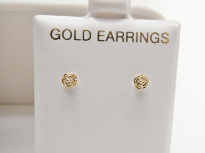 Real 10k Solid Yellow Gold Small Tiny Floral Push Post Earrings